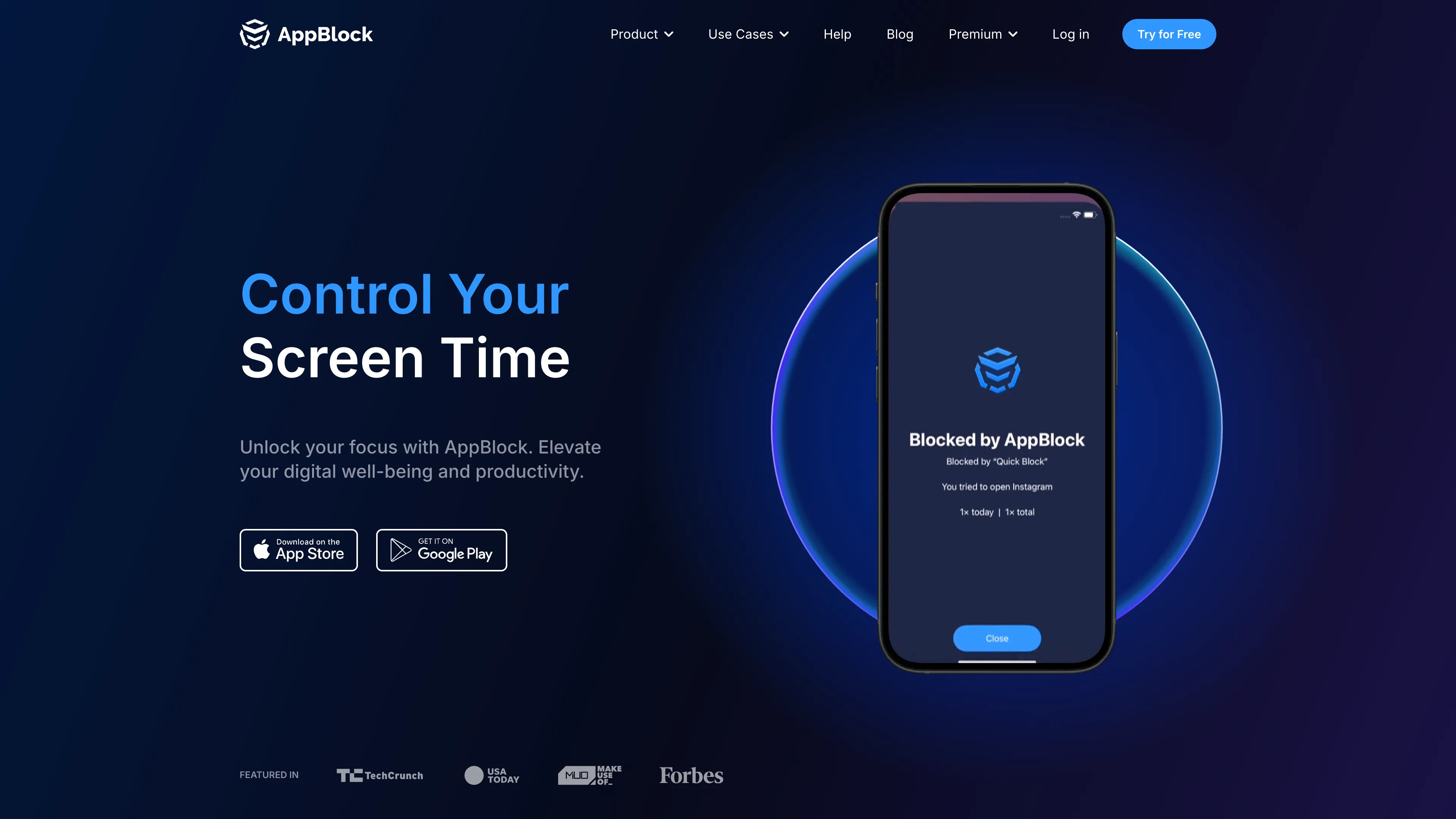 AppBlock's website screenshot