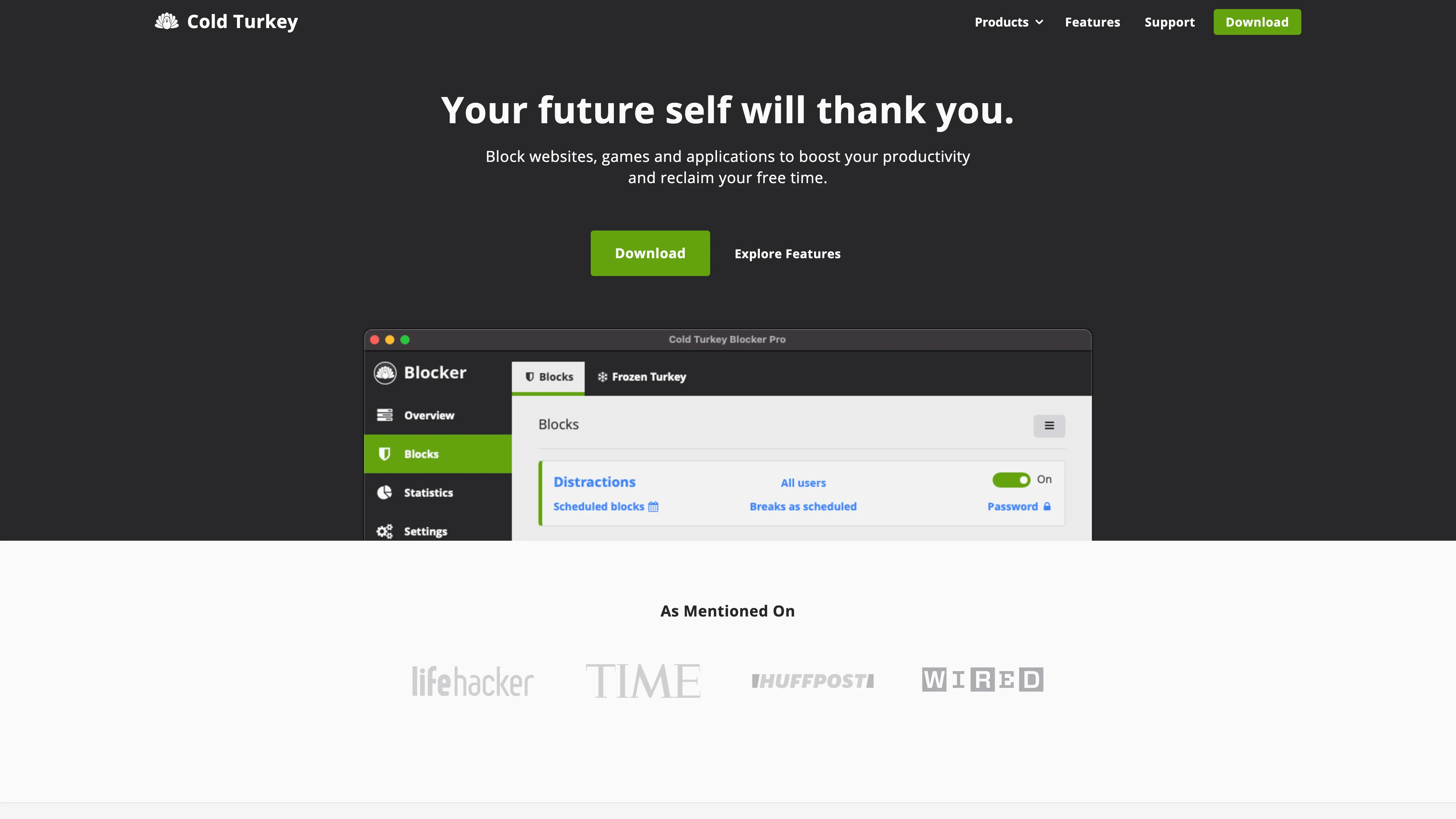 Cold Turkey's website screenshot