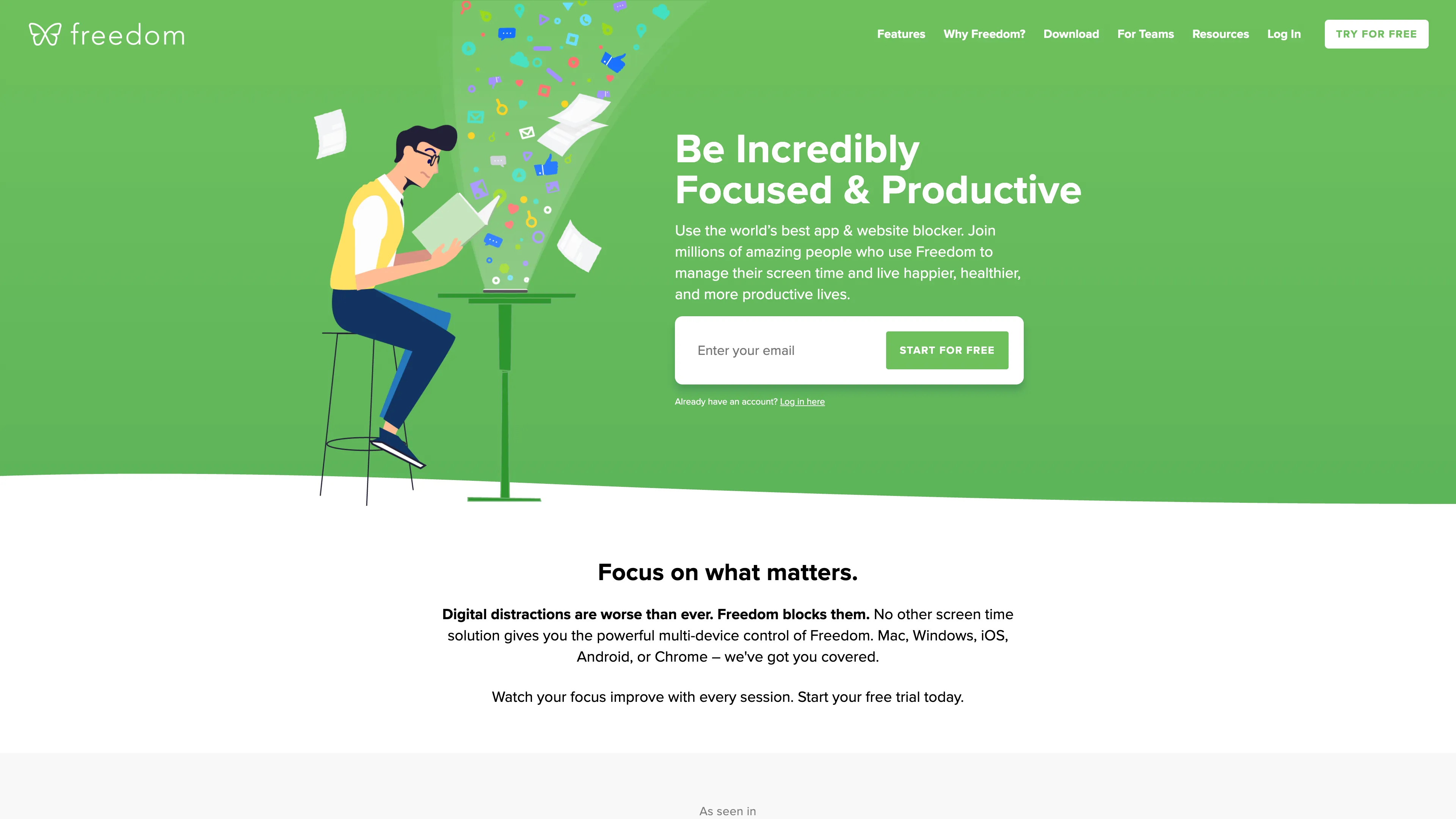 Freedom's website screenshot