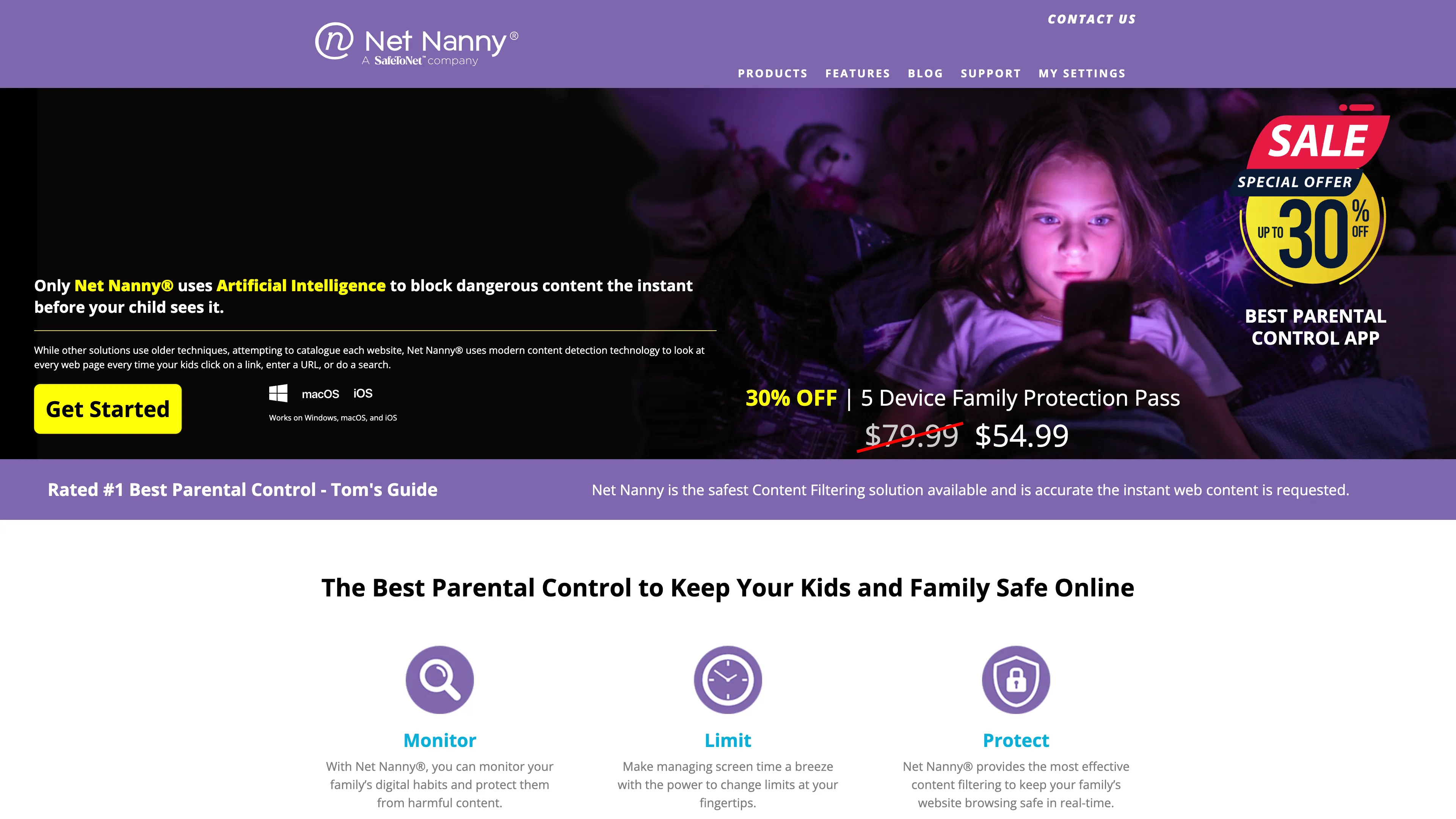 Net Nanny's website screenshot