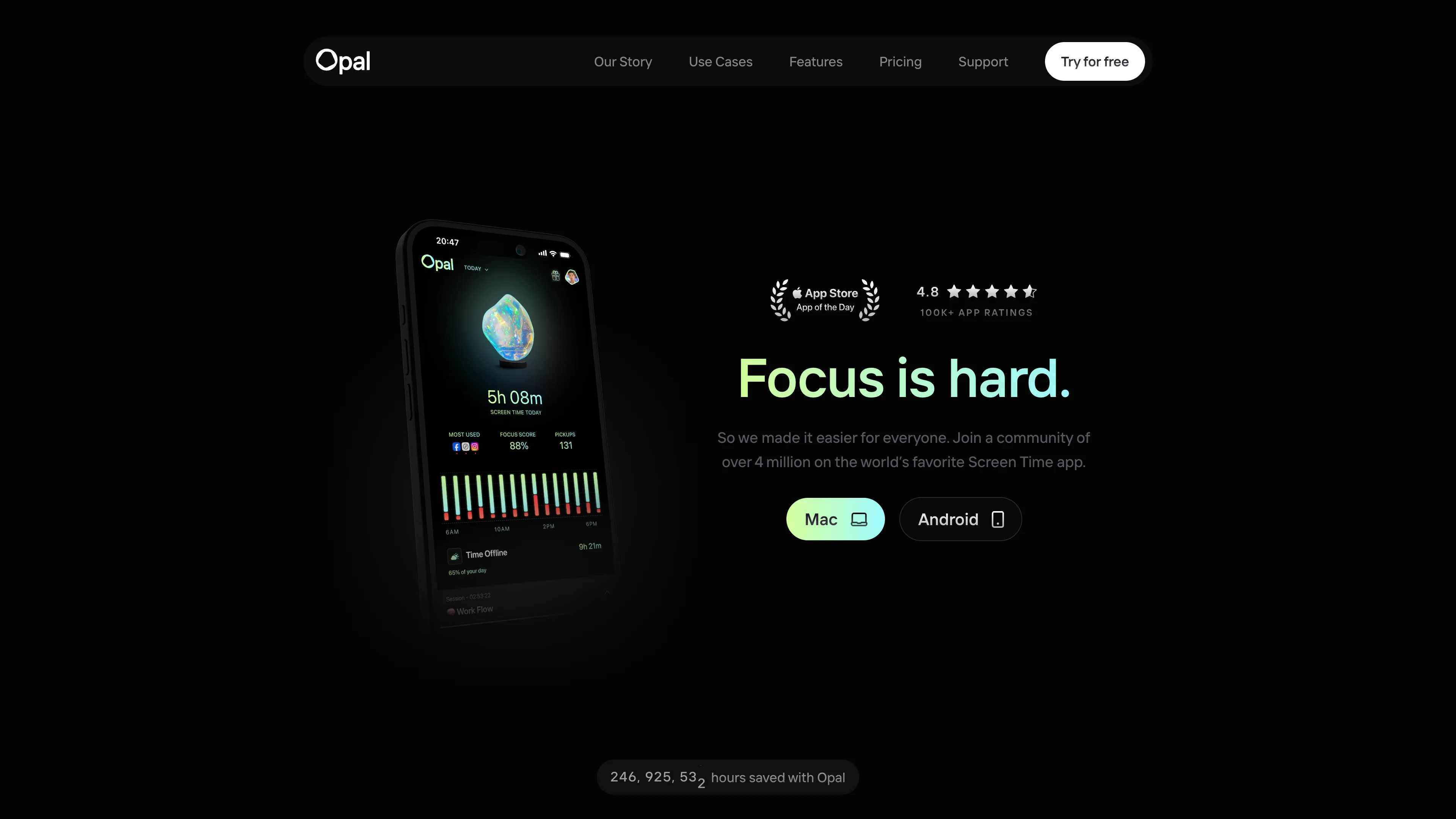 Opal's website screenshot