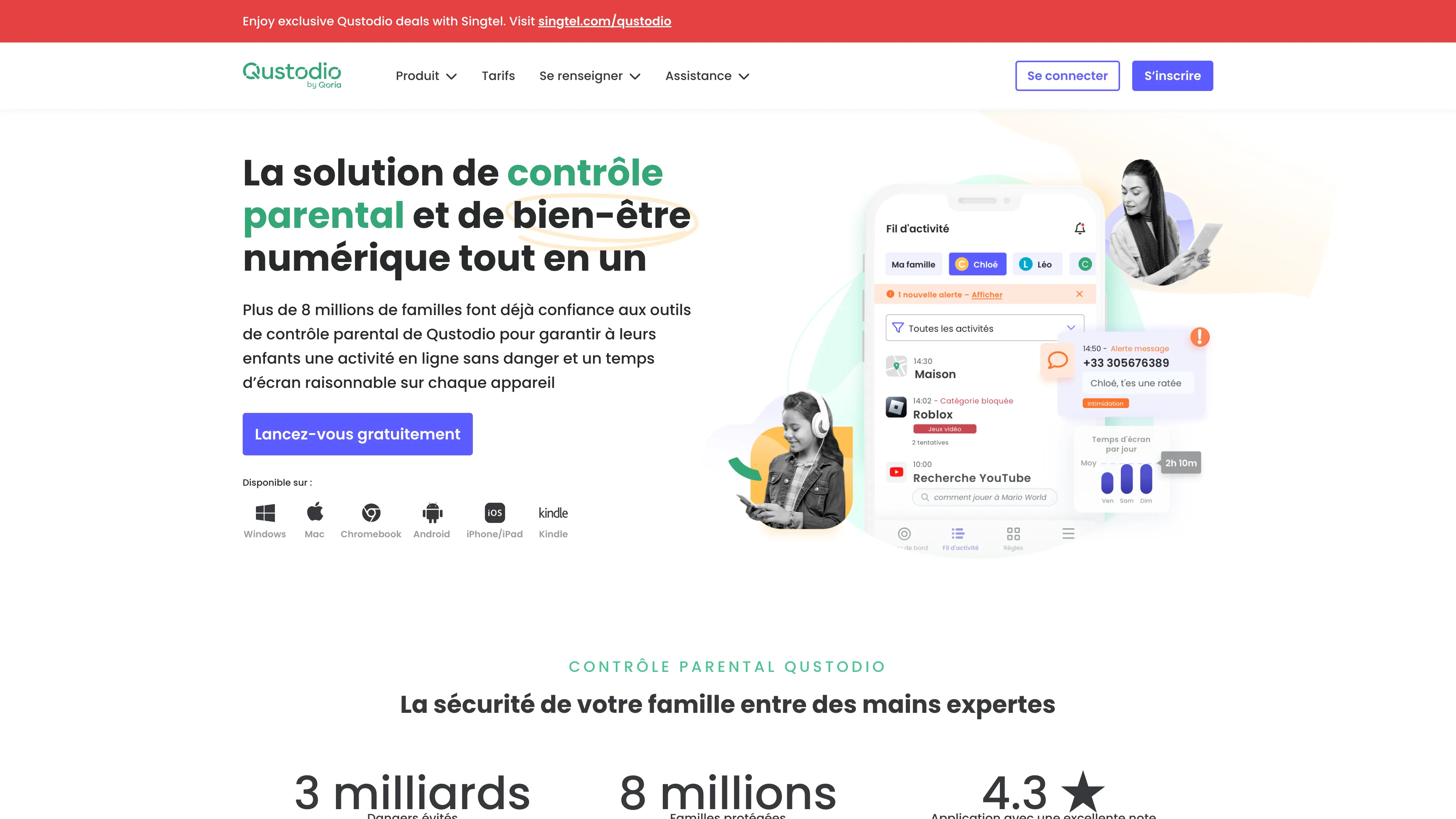Qustodio's website screenshot